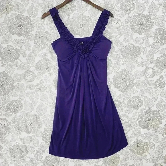 Carole Little Ruffle V neck Mini Tank Dress Fit & Flare 8 unlined - Picture 1 of 7